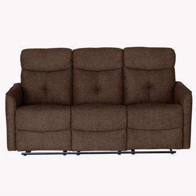 Pablo three seater brown fabric recliner sofa DIY at B&Q