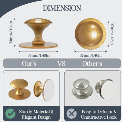 Crystal Self Stick Knobs Cabinet Knobs 1-3/5 Inch 40mm Diameter Replacement Knob With Adhesive For Cabinet Mirror Cupboard Window Glass Sliding Door Drawer (2pcs, Sunshine Gold