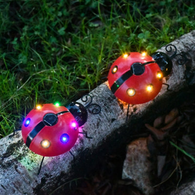 Pack of 1 Colorful Light Outdoor Solar Ladybug Decorative Garden Lights