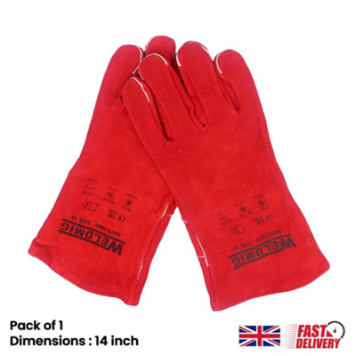 Pack of 1 Extreme Heat & Fire Resistant Heavy-Duty Welding  Leather Gloves for Baking and Fireplace