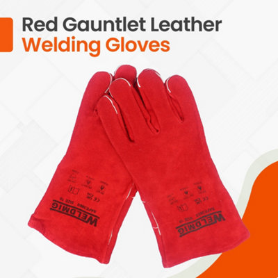 Pack of 1 Extreme Heat & Fire Resistant Heavy-Duty Welding  Leather Gloves for Baking and Fireplace - 3