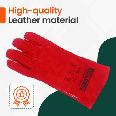 Pack of 1 Extreme Heat & Fire Resistant Heavy-Duty Welding  Leather Gloves for Baking and Fireplace - 5