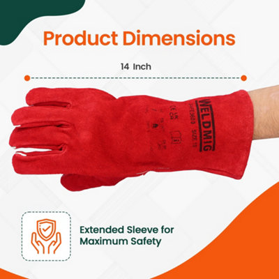 Pack of 1 Extreme Heat & Fire Resistant Heavy-Duty Welding  Leather Gloves for Baking and Fireplace - 7