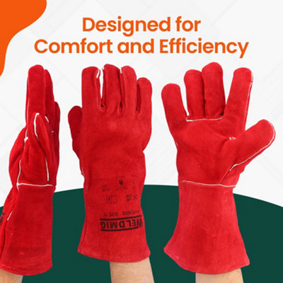 Pack of 1 Extreme Heat & Fire Resistant Heavy-Duty Welding  Leather Gloves for Baking and Fireplace - 8