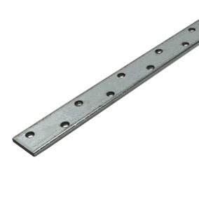 Pack of 1 - Heavy Duty 4mm Thick Galvanised Metal Flat Plate - Jointing Mending Plate - Flat Metal Bracket - Restraint Strap 300mm