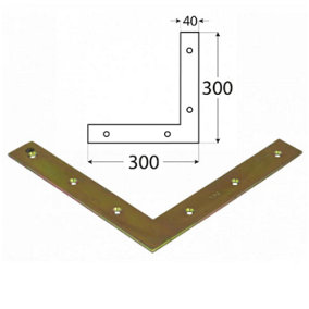 Pack of 1 Heavy Duty Flat Corner Bracket Repair Brace Mending Plate L Shaped Angle Plate 300x300x40mm