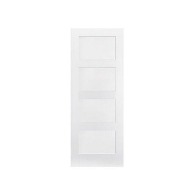 Pack of 1 (Total 1 Unit) LPD Shaker White Primed 4 Panel Door - 40mm (T ...