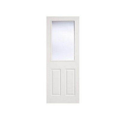 Pack of 1 (Total 1 Unit) LPD White Primed 2 Plain Panel / 1 Glass Panel ...
