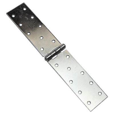Pack of 1 x 250 mm Backflap Hinge Galvanised, Silver Steel Back Flap Hinges, Weather Resistant, Rust Corrosion Proof, Strap Hinges