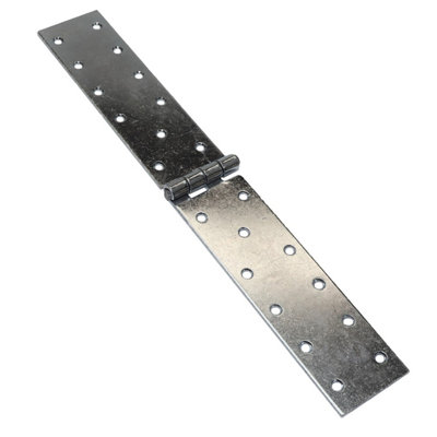 Pack of 1 x 300 mm Backflap Hinge Galvanised, Silver Steel Back Flap Hinges, Weather Resistant, Rust Corrosion Proof, Strap Hinges