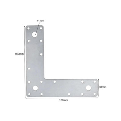 Pack of 10 150 x 150 x 2mm Galvanised L Brackets Used for Builders ...
