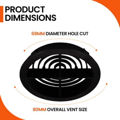 Pack of 10 Anthracite Grey Plastic 68mm Round Soffit Air Vents Push in Roof and Eave Circular Vents - 4