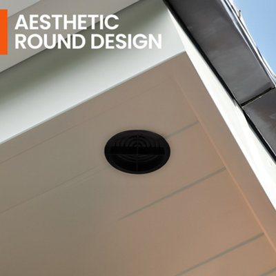 Pack of 10 Anthracite Grey Plastic 68mm Round Soffit Air Vents Push in Roof and Eave Circular Vents - 7