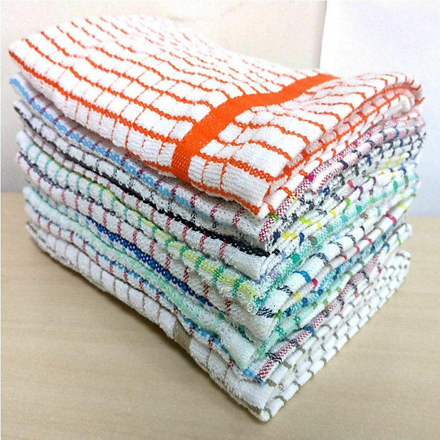Pack Of 10 Assorted Large Terry Cotton Tea Towel Set Kitchen Dish Cleaning  Cloth