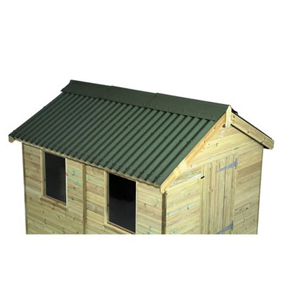 Pack of 10 - BituRoof - Durable Green Corrugated Bitumen Roofing Sheets - 2000x950mm