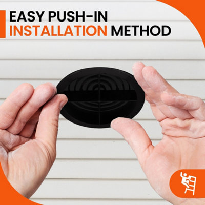 Pack of 10 Black Plastic 68mm Round Soffit Air Vents Push in Roof and Eave Circular Mesh Air Vents - 4
