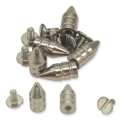 Pack of 10 Brass Cone Shape Spike Stud Rivets - 7mm x 15mm