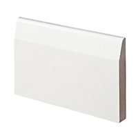 PACK OF 10 - Chamfered Fully Finished Satin White Skirting - 18mm x 144mm - 4.2m Length
