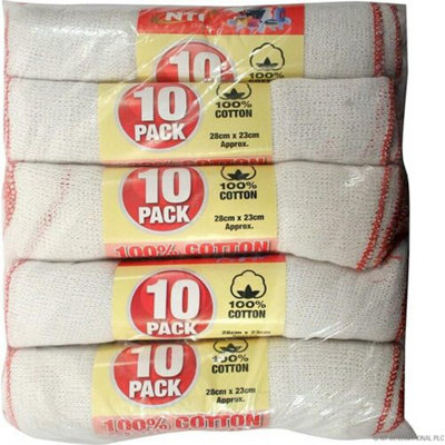 Pack Of 10 Cleaning Dish Cloths 9" X 11" White Kitchen Tea Towels Cotton Diy