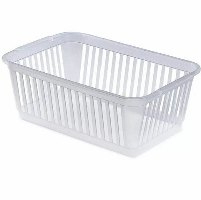 Pack of 10 Clear Crystal Plastic Handy Storage Basket Organiser School Office Kitchen Pharmacy Tidy Crate
