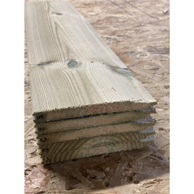 PACK OF 10 - Deluxe 12mm Pressure Treated Tongue Groove Timber Boards - 4.8m Length - (121mm Width x 12mm Depth / Thickness)