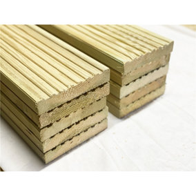 PACK OF 10 - Deluxe Deck Boards - 3.6m Length - Pressure Treated Timber Decking Timber - 32mm x 150mm Timber Decking Boards