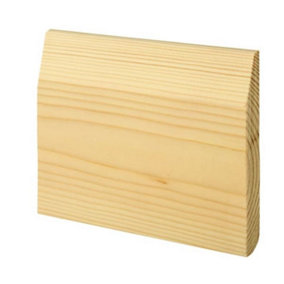 PACK OF 10 - Dual Purpose Chamfered & Bullnose Natural Pine Skirting- 15mm x 95mm - 3.6m Length