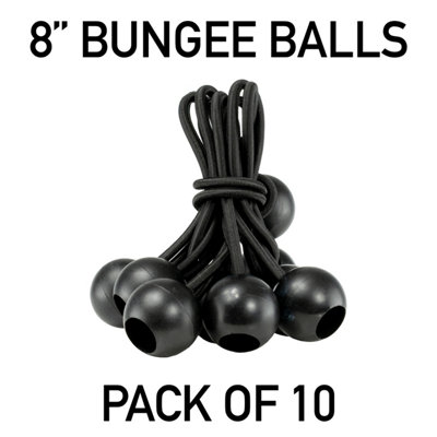 Pack of 10 ELASTICATED stretchy toggle Bungee balls,20cm length ideal for camping tarps,tie downs,tarpaulins