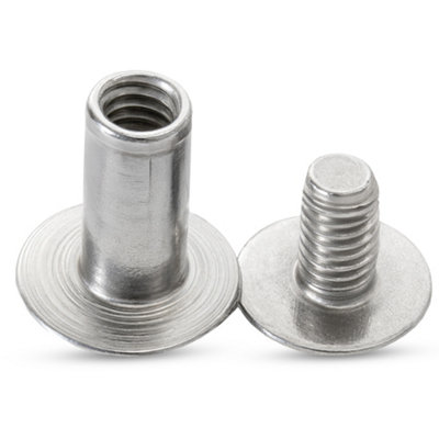 Pack of 10 Flat Head Screwback Studs, L(10mm) W(18mm) Chicago Rivet, Silver