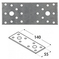 Pack of 10 Heavy Duty Galvanised 2.5mm Thick Jointing Mending Flat Metal Plates  140x55mm