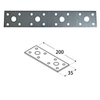 Pack of 10 Heavy Duty Galvanised 2.5mm Thick Jointing Mending Flat Metal Plates  200x35mm
