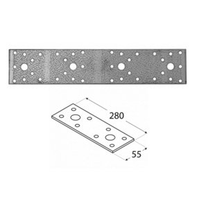 Pack of 10 Heavy Duty Galvanised 2.5mm Thick Jointing Mending Flat Metal Plates  280x55mm