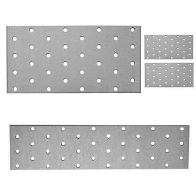 Pack of 10 - Heavy Duty Galvanised 2mm Thick Flat Jointing Mending Flat Metal Plates 80x40mm