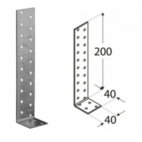 Pack of 10 Heavy Duty Galvanised 2mm Thick Long Angle Brackets 200x40x40mm