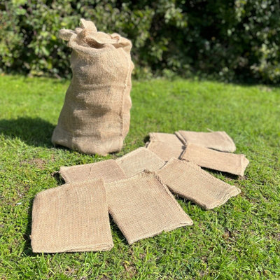 Pack of 10 Large Hessian Jute Potato Storage Sacks DIY at B Q