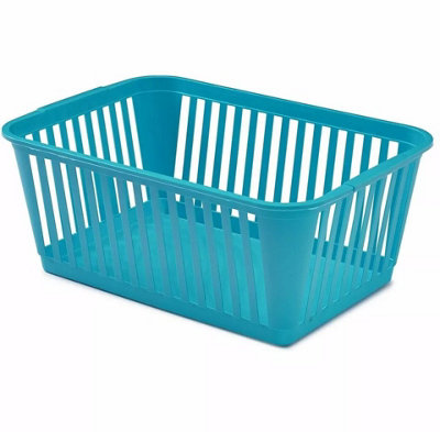 Pack of 10 Teal/Blue Plastic Handy Storage Basket Pharmacy Organiser School Office Kitchen Tidy Crate Baskets