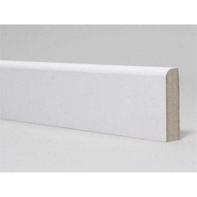 PACK OF 10 (Total 10 Units) - 18mm x 119mm White Primed MDF 9mm One Edge Round Skirting Board - 2700mm Length