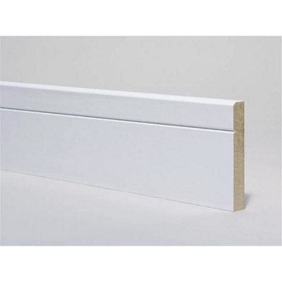 PACK OF 10 (Total 10 Units) - 18mm x 119mm White Primed MDF Chamfered & Grooved Skirting Board - 2700mm Length