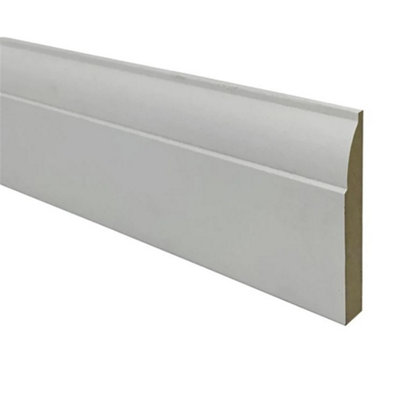 PACK OF 10 (Total 10 Units) - 18mm x 119mm White Primed Ovolo 13 MDF Skirting Board - 4400mm Length