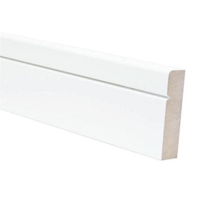 PACK OF 10 (Total 10 Units) - 18mm x 68mm White Primed MDF Rounded One Edge V Groove Architrave - 4400mm Length