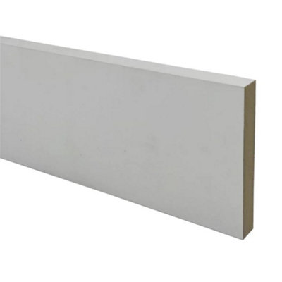 PACK OF 10 (Total 10 Units) - 18mm x 94mm White Primed MDF Planed Square Edge Skirting Board - 4400mm Length