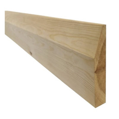 PACK OF 10 (Total 10 Units) - 25mm x 125mm (21mm x 118mm Finish) Chamfered Softwood Skirting Board Board - 1.2m Length