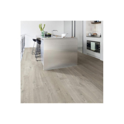 Pack of 10 (Total 10 Units) 8mm Thick Soft Oak Grey Laminate Flooring - 1380mm (L) x 190mm (W) - 18.35m2 Coverage