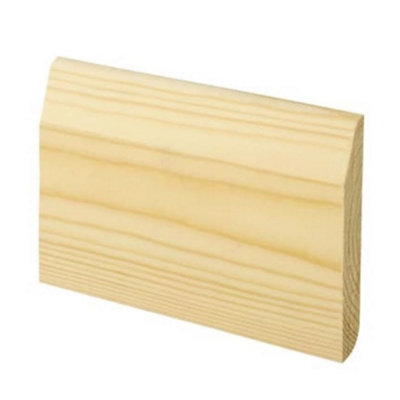PACK OF 10 (Total 10 Units)  - Dual Purpose Large Round/Chamfered Pine Skirting - 15mm x 95mm - 2400mm Length