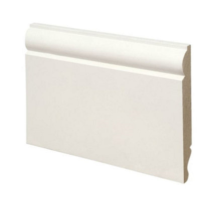 PACK OF 10 (Total 10 Units)  - Dual Purpose Torus & Ogee White MDF Skirting- 18mm x 169mm - 4200mm Length