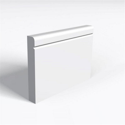 Pack of 10 (Total 10 Units) - MDF Primed Pencil Round 1 V Groove Skirting Board & Rebate - 18mm (T) x 94mm (H) x 3050mm (L)