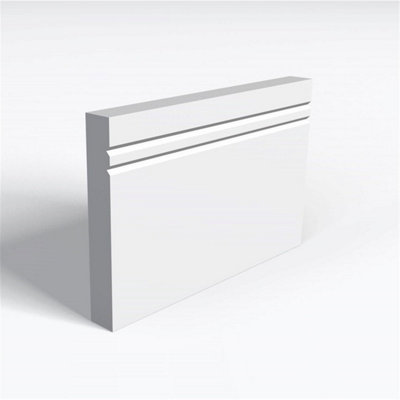 Pack of 10 (Total 10 Units) - Moisture Resistant MDF Primed 2 V Grooves Skirting Board - 18mm(T) x 94mm(H) x 3050mm(L)