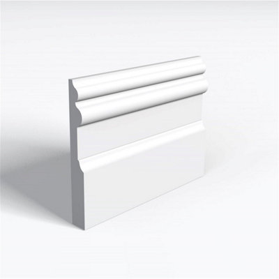 Pack of 10 (Total 10 Units) - Moisture Resistant MDF Primed Adrian Skirting Board - 18mm (T) x 94mm (H) x 4200mm (L)