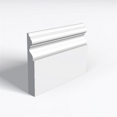 Pack of 10 (Total 10 Units) - Moisture Resistant MDF Primed Royal A Skirting Board & Rebate - 18mm (T) x 94mm (H) x 4200mm (L)