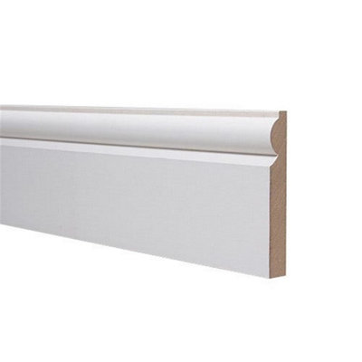Pack of 10 (Total 10 Units) - Moisture Resistant MDF Primed Skirting Board - Torus - 18mm (W) x 119mm (H) - Length 4400mm